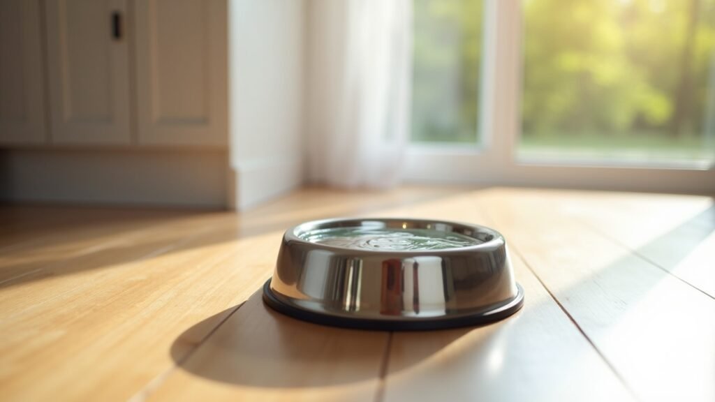 Cat food bowl with fresh water