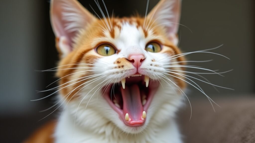 Cat with healthy white teeth