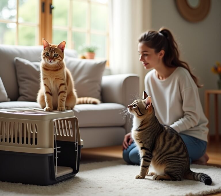 Two cats sniffing under door