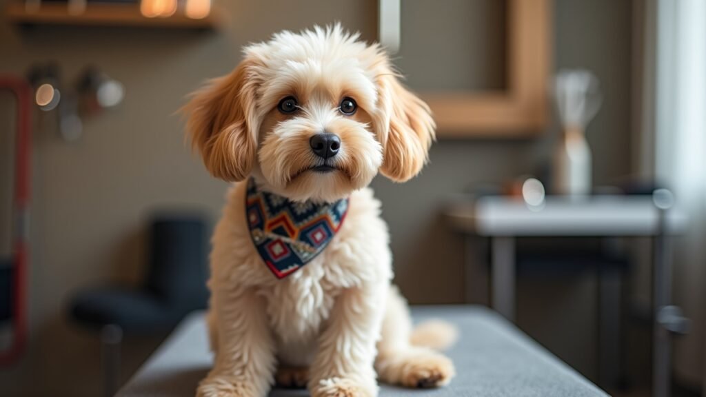 Dog after grooming session