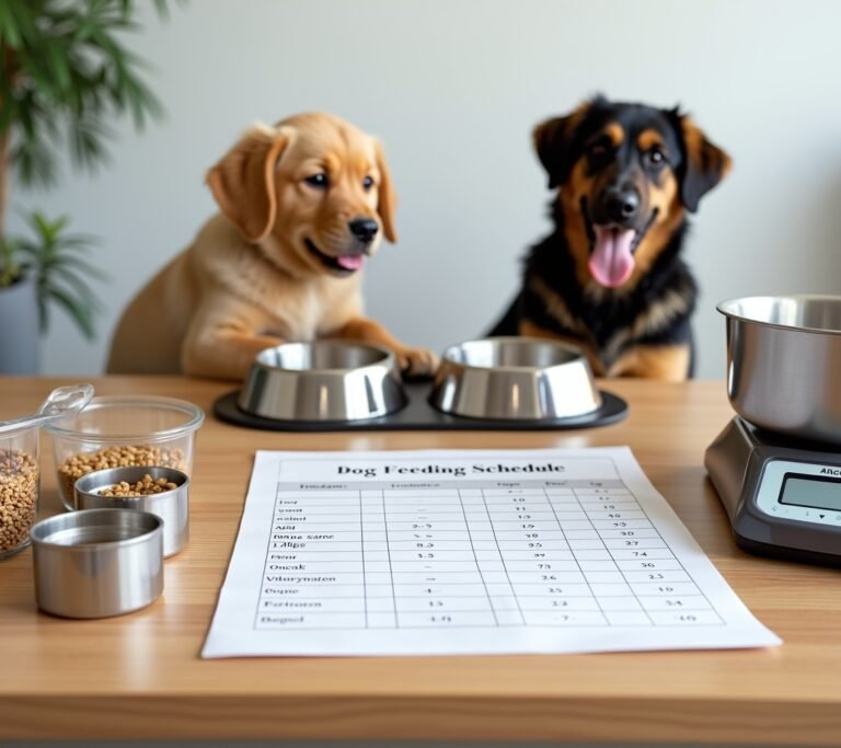 Dog food portions in bowls