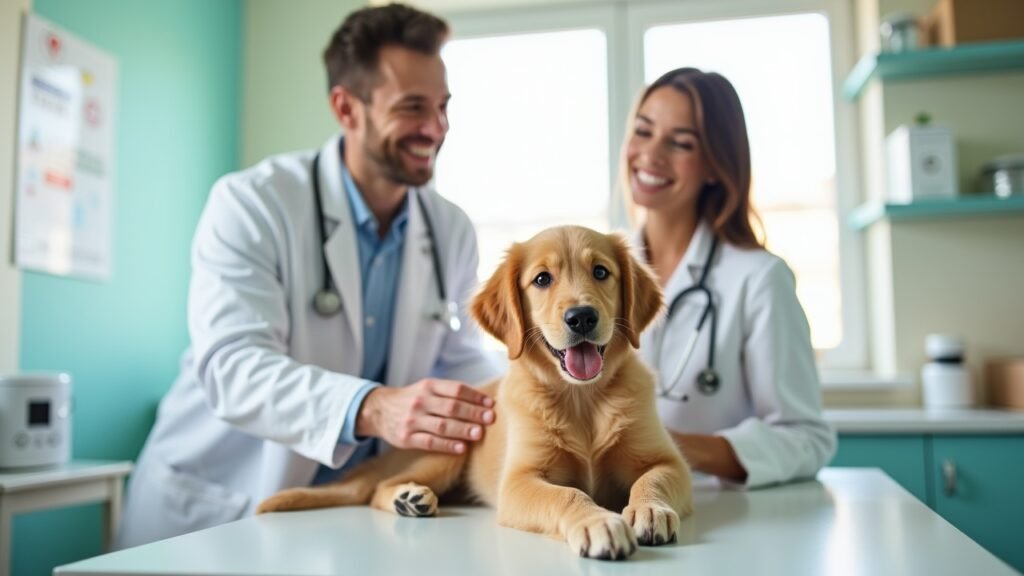 Healthy puppy at vet clinic