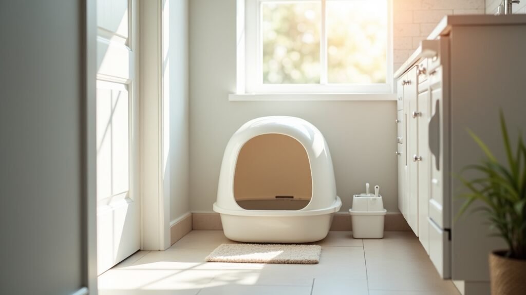 Clean open litter box placement