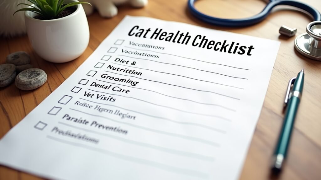 Cat health checklist printed on paper