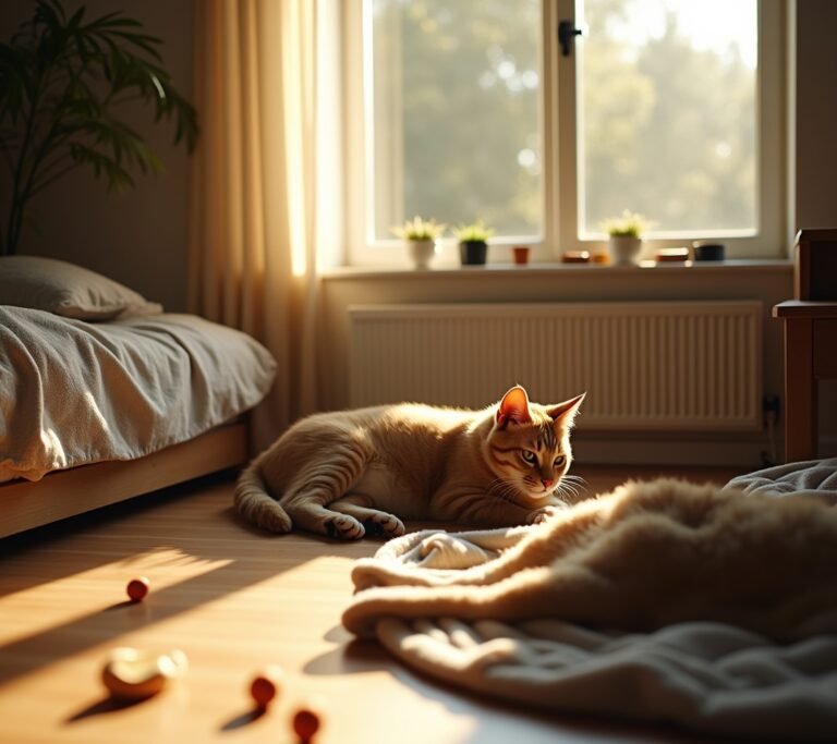 Cat eating scheduled morning meal
