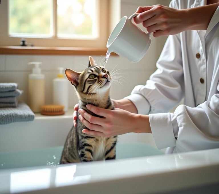 Cat sitting in empty bathtub