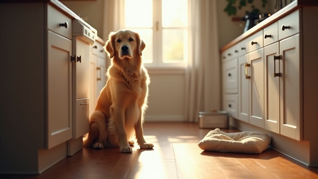 Dog in established daily routine