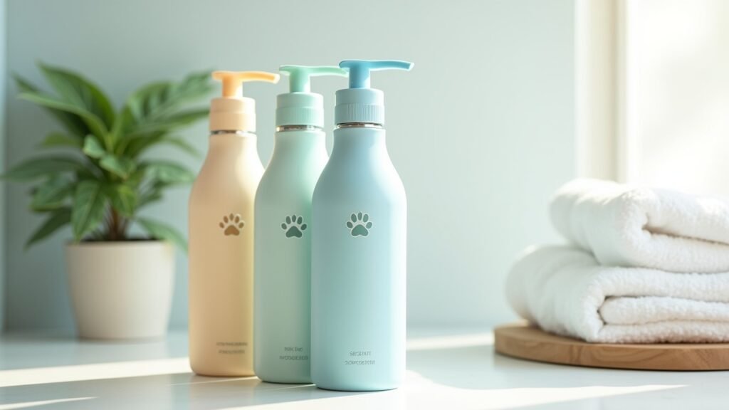 Hypoallergenic dog shampoo bottles