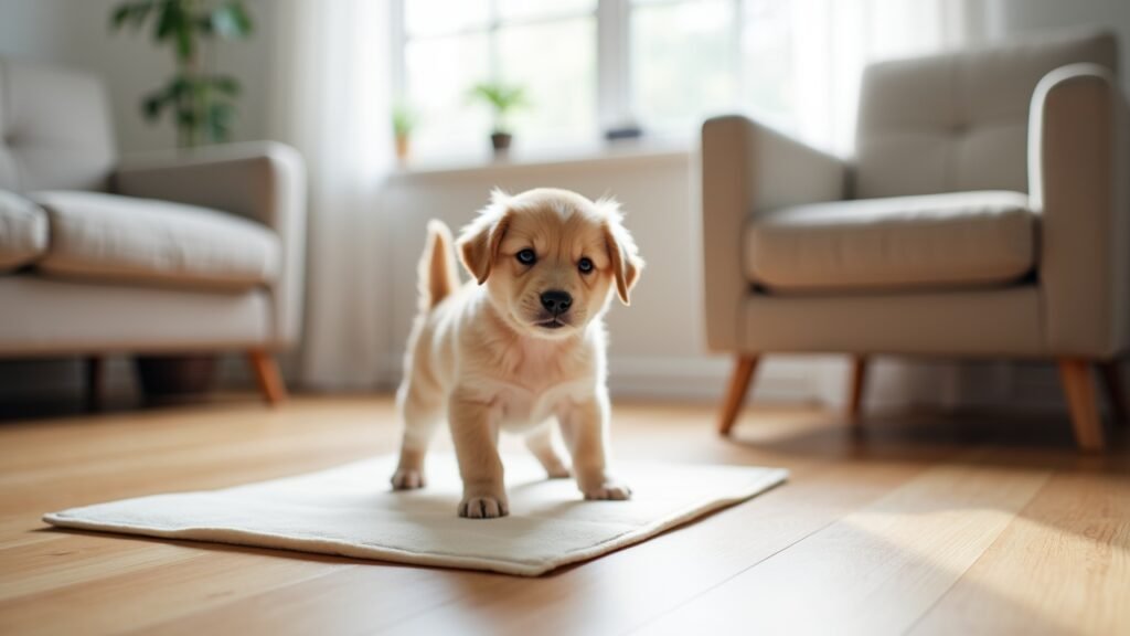Puppy pad indoors for training