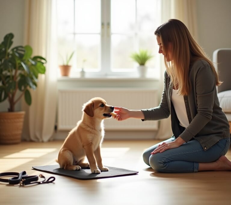 Puppy sniffing grass before going potty