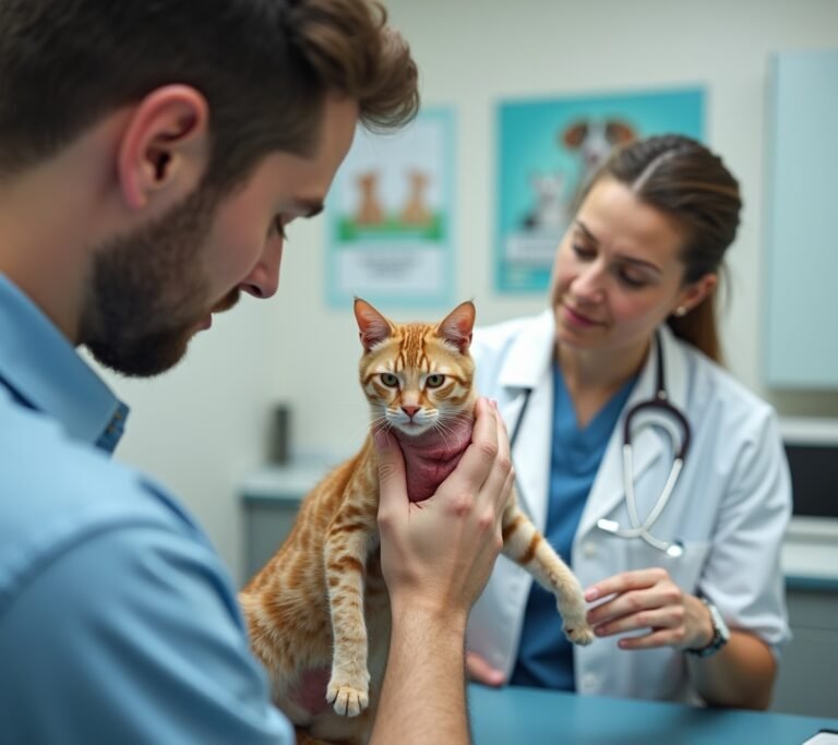 Cat with thinning coat close-up