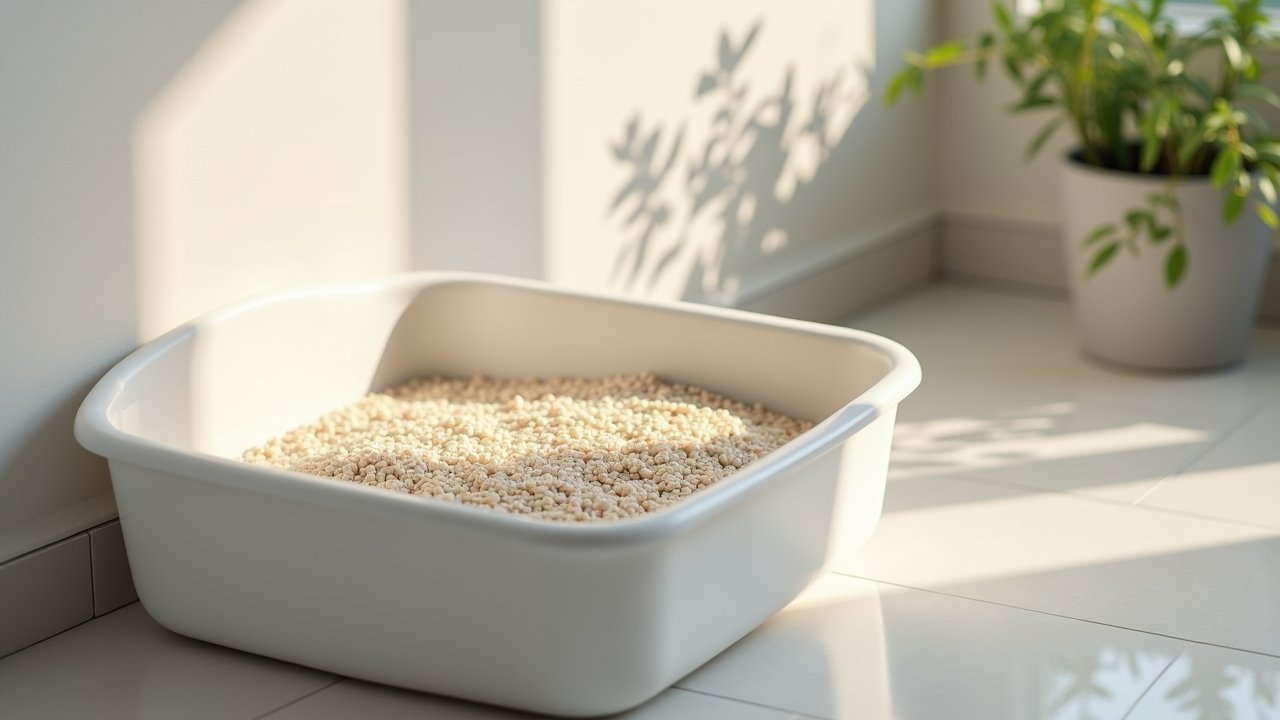 Clean litter box with fresh litter