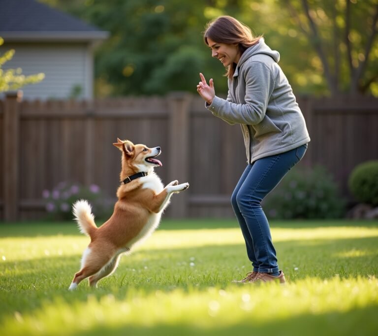 Dog jumping up on guest at door