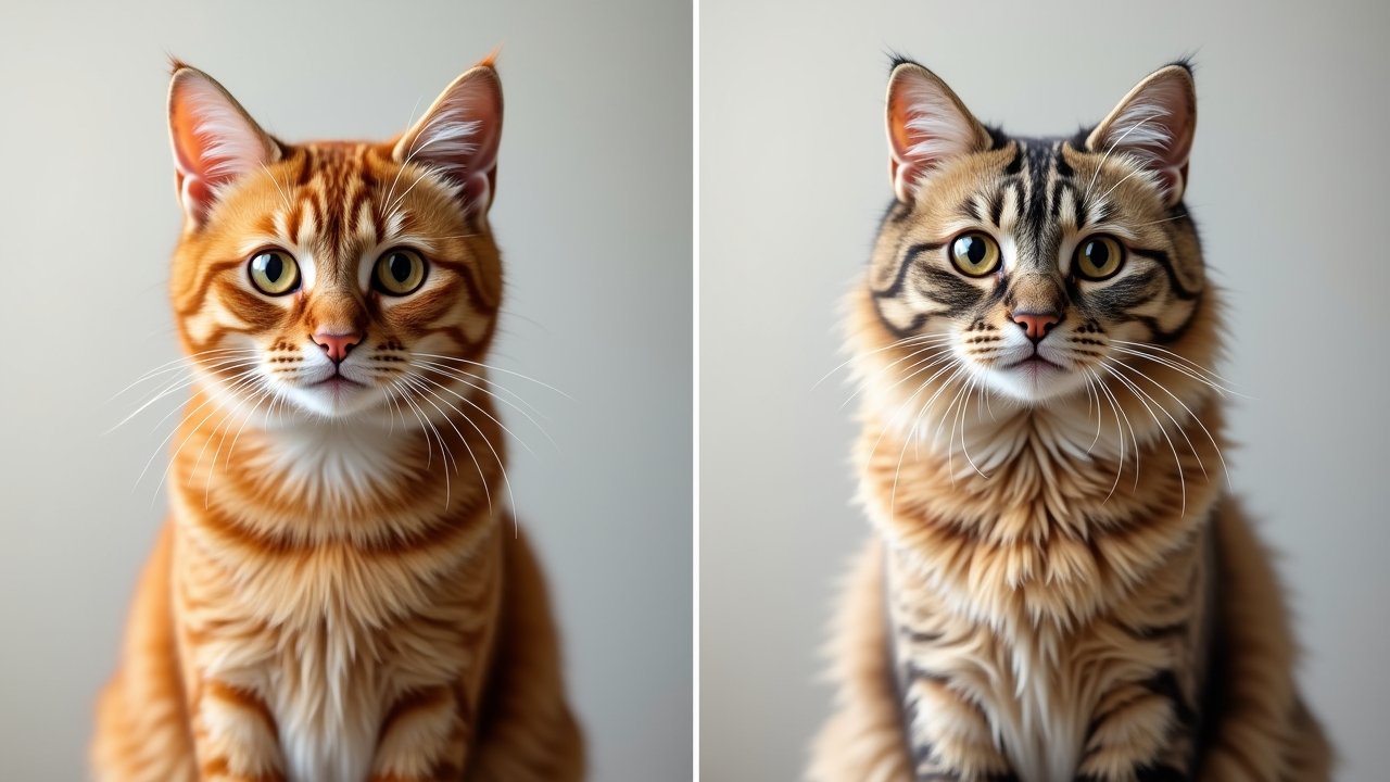 Healthy cat coat comparison