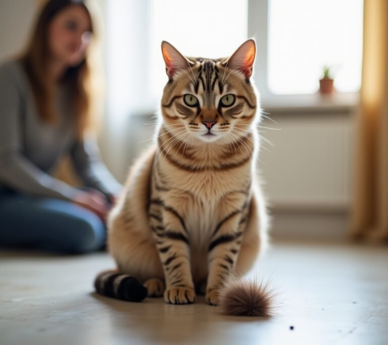Cat producing hairball close-up