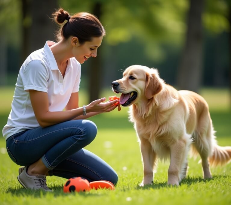 Dog holding toy waiting for drop it cue
