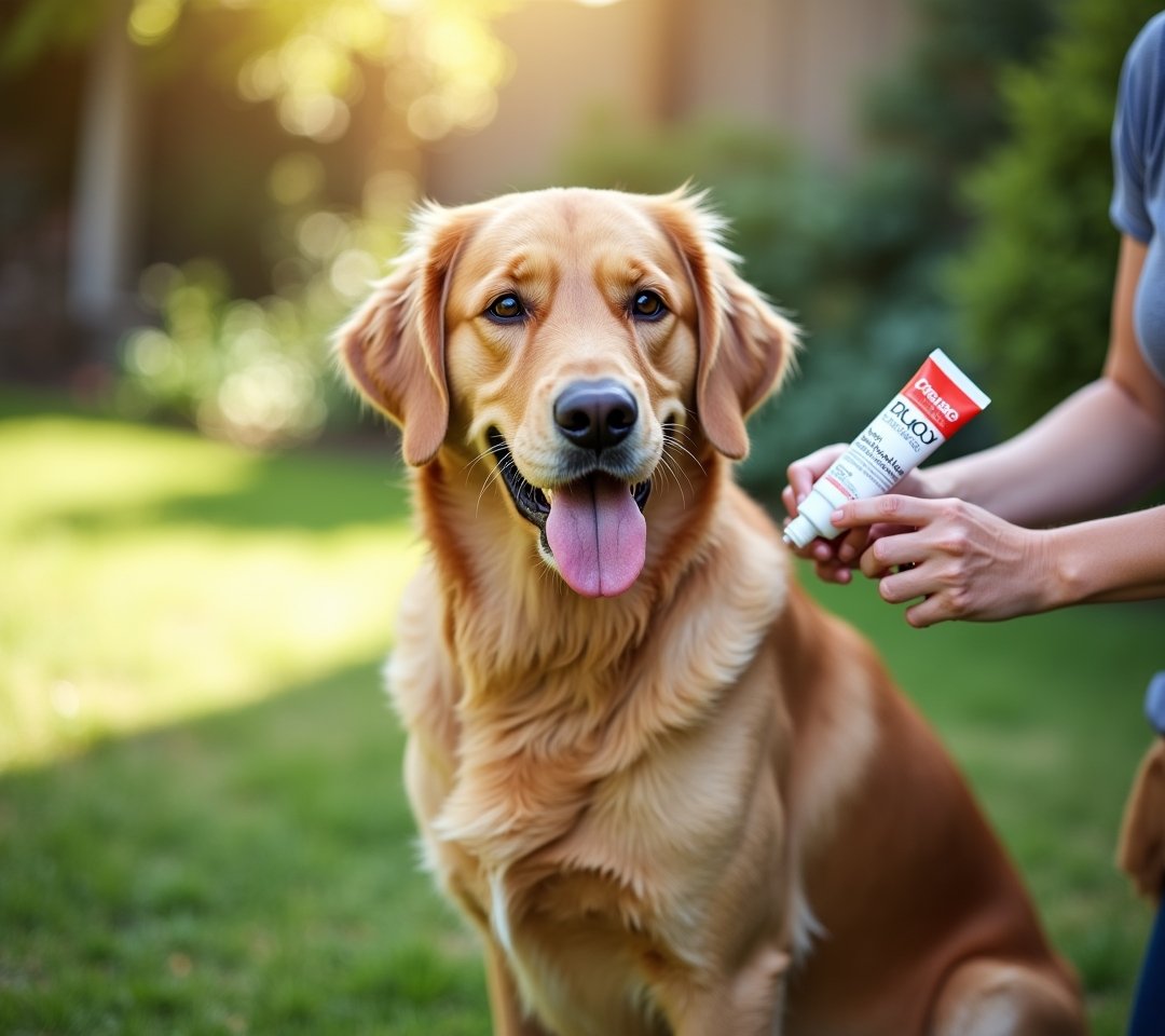 Dog being checked for ticks after walk