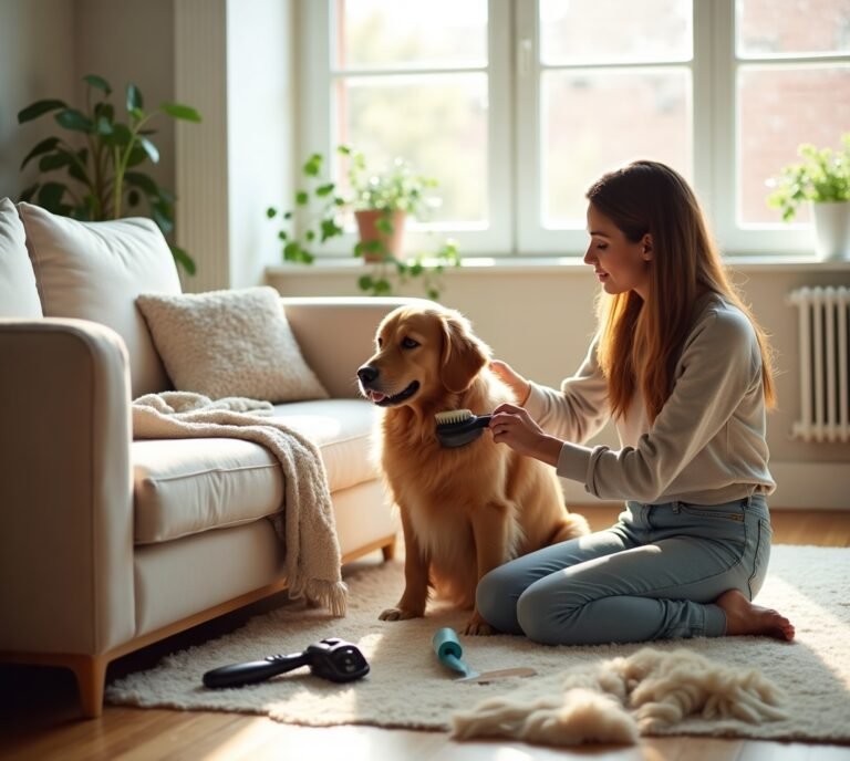 Dog hair on furniture and floor
